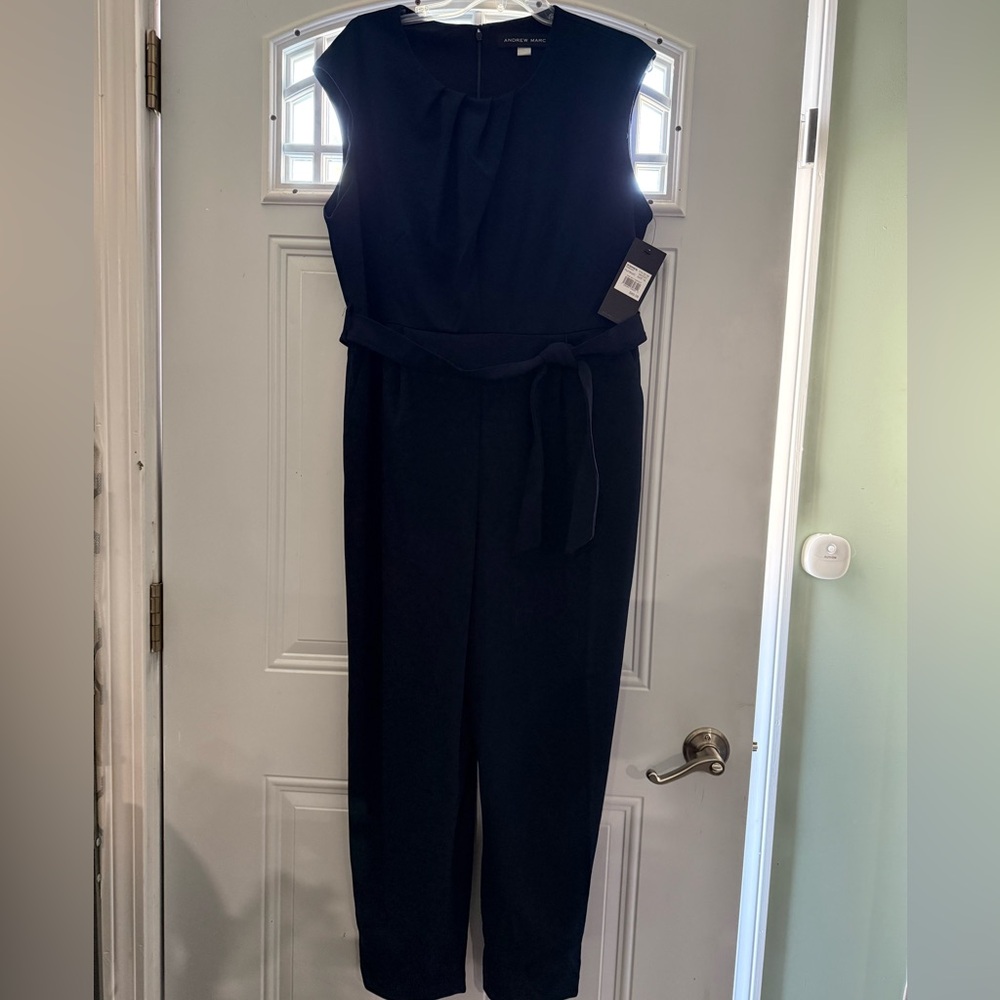 BRAND NEW Andrew Marc Navy Blue Jumpsuit with Tie Waist